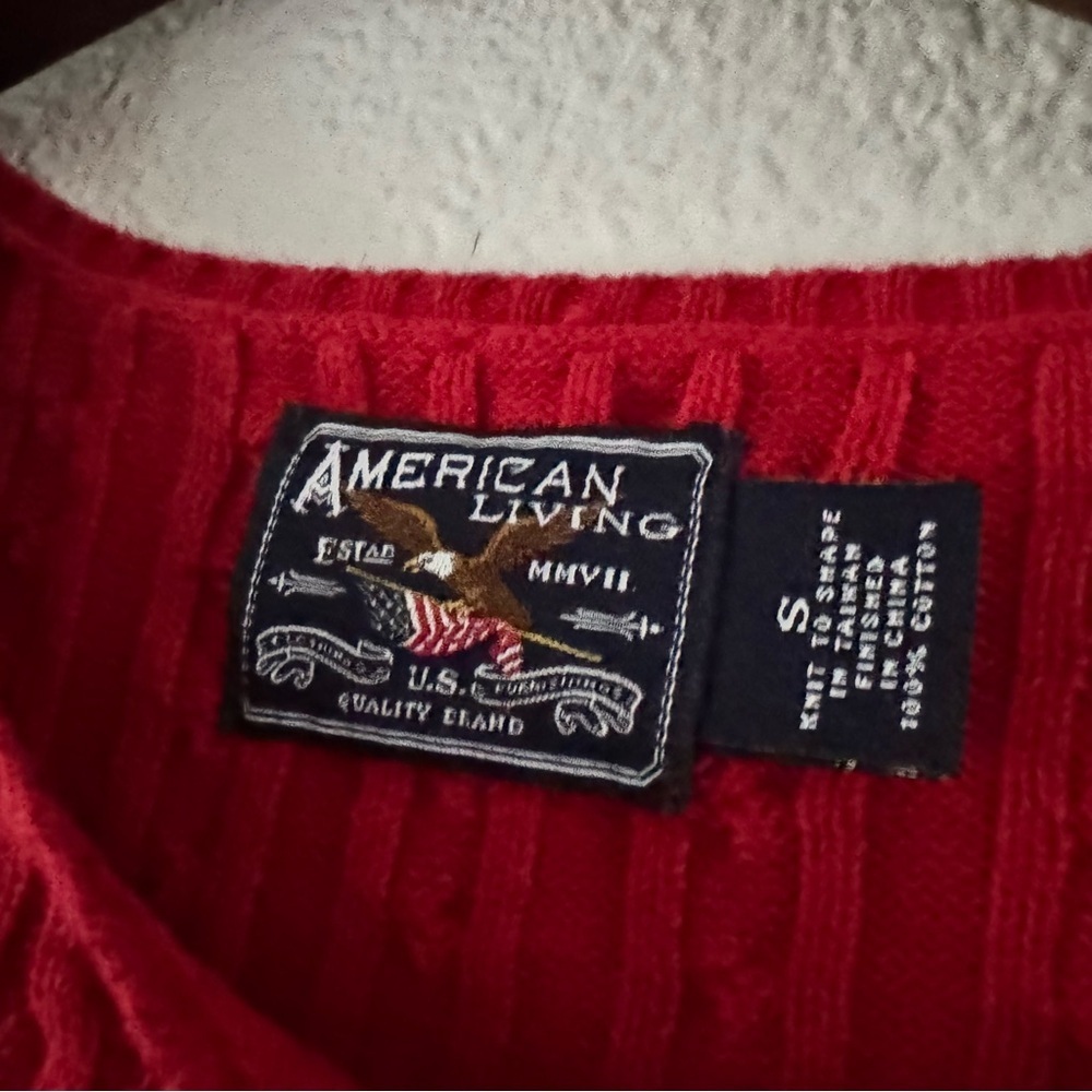 American Living Preppy Cable Knit Sweater Americana Small Old Money Ralph Lauren - Picture 3 of 9